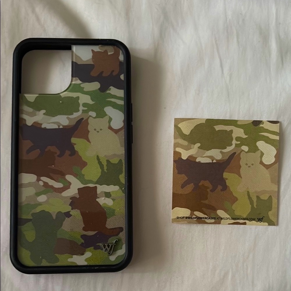 Wildflower “Cat Camo” iPhone 13 case including sticker